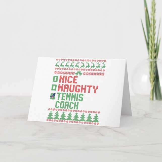 Nice Naughty Tennis Coach Christmas Matching Gift Kort (Framsida)