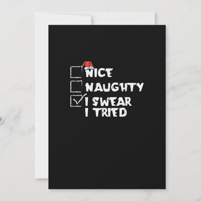 Nice Naughty Tried My Best Holiday Humor Julkort (Framsida)