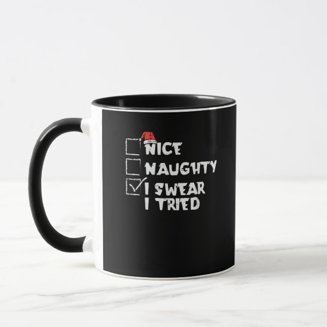 Nice Naughty Tried My Best Holiday Humor Mugg (Vänster)
