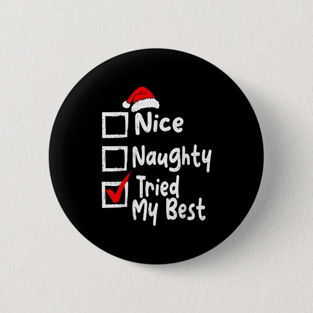 Nice Naughty Tried My Funny Christmas List Family  Knapp (Framsida)