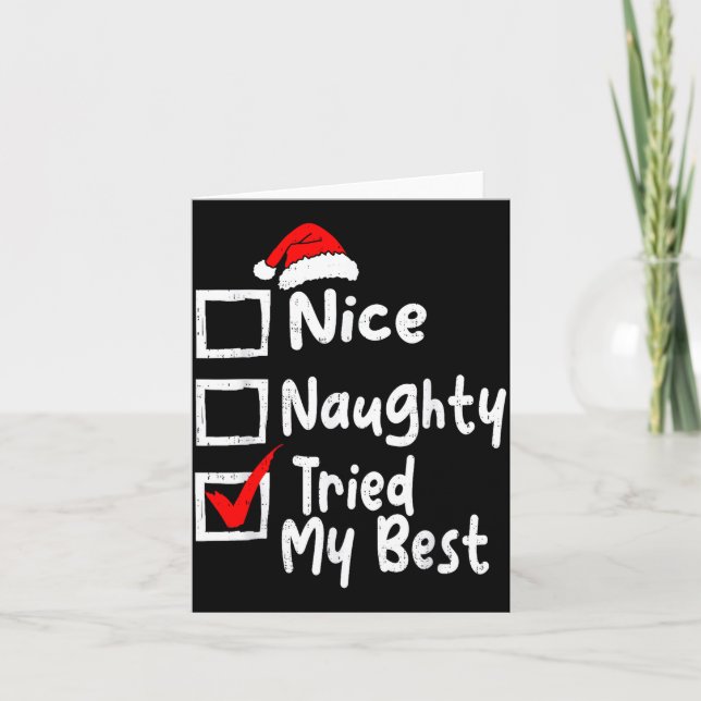 Nice Naughty Tried My Funny Christmas List Family  Kort (Framsida)