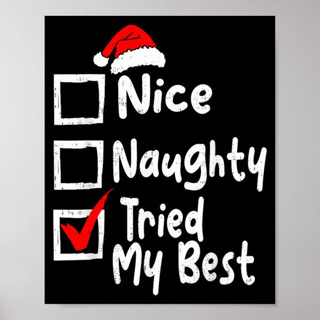 Nice Naughty Tried My Funny Christmas List Family  Poster (Framsidan)