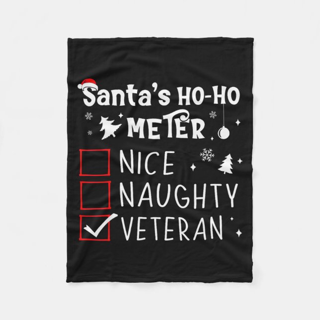 Nice Naughty Veteran Christmas List Santa Military Fleecefilt (Framsidan)