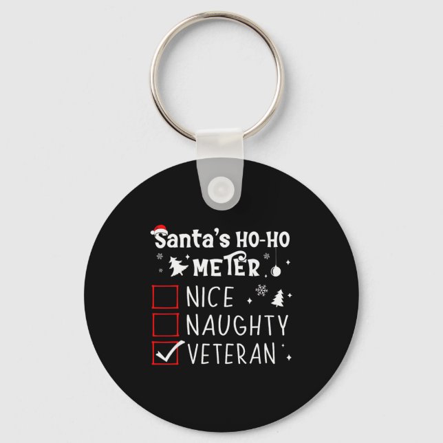 Nice Naughty Veteran Christmas List Santa Military Nyckelring (Framsida)