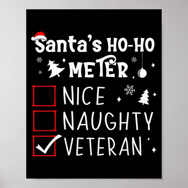 Nice Naughty Veteran Christmas List Santa Military Poster (Framsidan)
