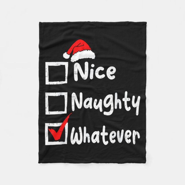 Nice Naughty Whatever Funny Christmas List Family  Fleecefilt (Framsidan)