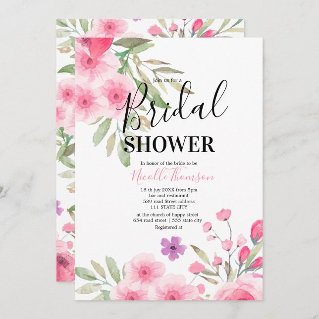 Nice pastel colored illustration of inbjudningar (Fram/baksida)