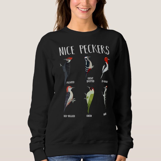 Nice Peckers Bird Watching Woodpecker Ornithology T Shirt (Framsida)