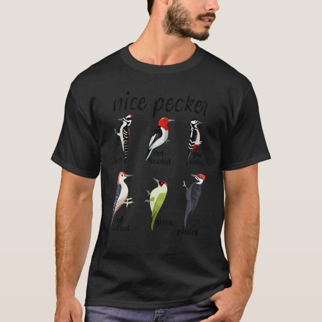 Nice Peckers Birds Woodpecker T Shirt (Framsida)