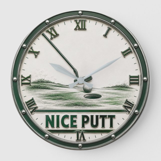 Nice Putt Golf Golfer Gift Stor Klocka (Framsida)