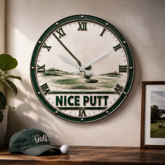 Nice Putt Golf Golfer Gift Stor Klocka (Skapare uppladdad)