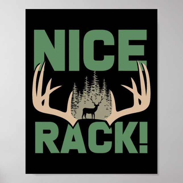 Nice Rack Antlers Hjort Funny Hunter Humor Poster (Framsidan)