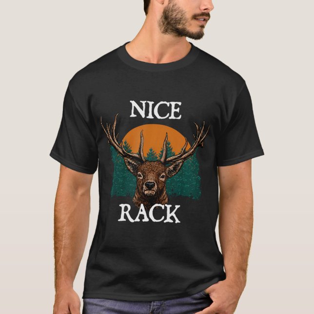 Nice Rack Hjort Hunting Elk Animal Stalking T Shirt (Framsida)