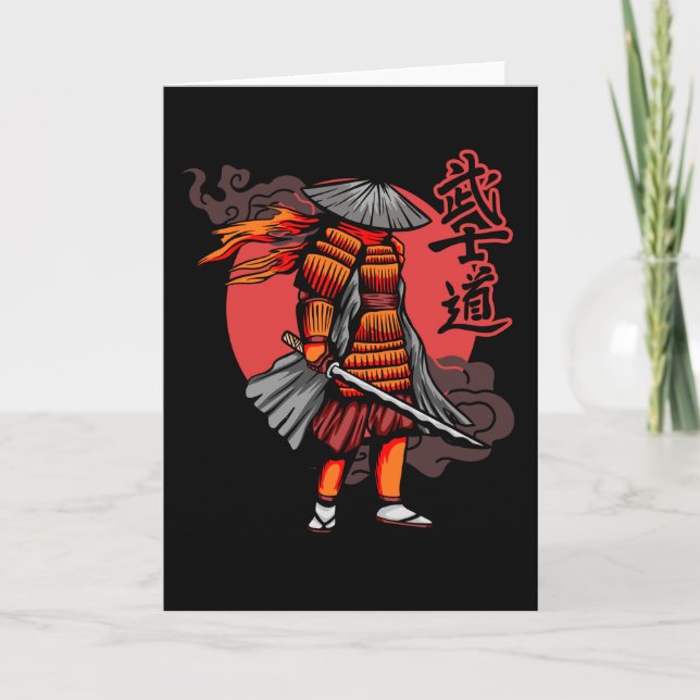 Nice Samurai Retro - Samurai Holding Katana Kort (Framsida)