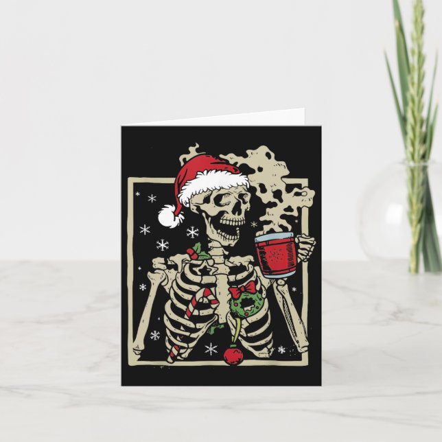 Nice Skeleton Santa Hat jul Kort (Framsida)