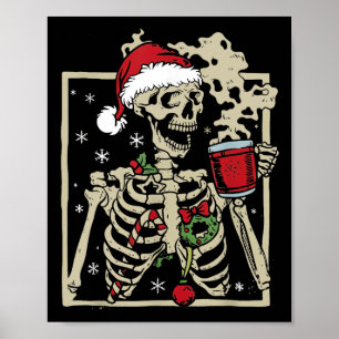 Nice Skeleton Santa Hat jul Poster