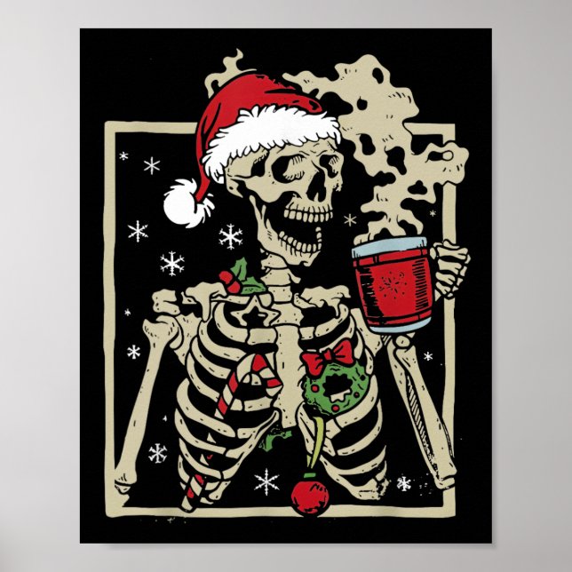 Nice Skeleton Santa Hat jul Poster (Framsidan)