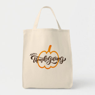 Nice Text Happy thanksgiving med Cute Pumpkin Tot Tygkasse