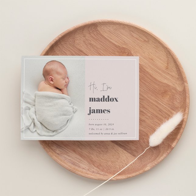 Nice to Meet You | Modern Photo Birth Announcement Meddelande (Skapare uppladdad)