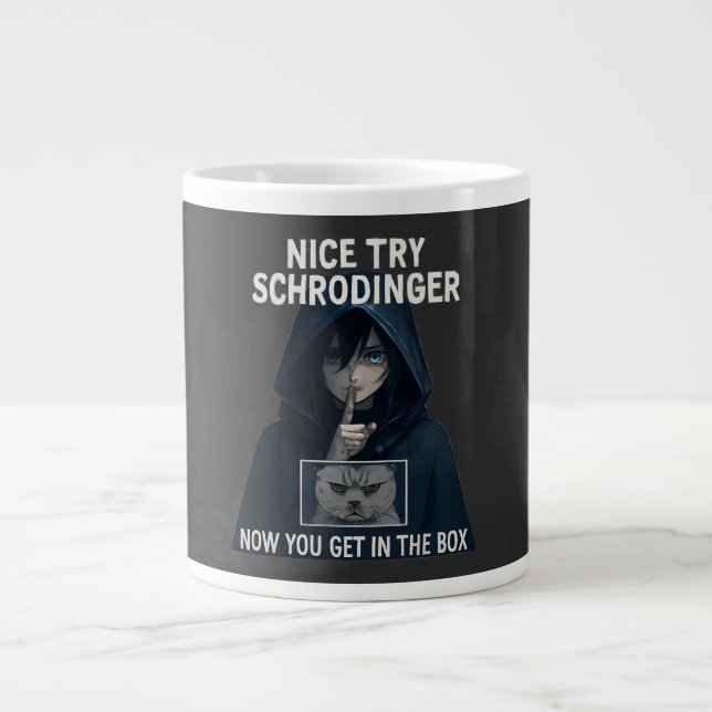 Nice Try Schrödinger Funny Cat mugs Jumbo Mugg (Framsidan)