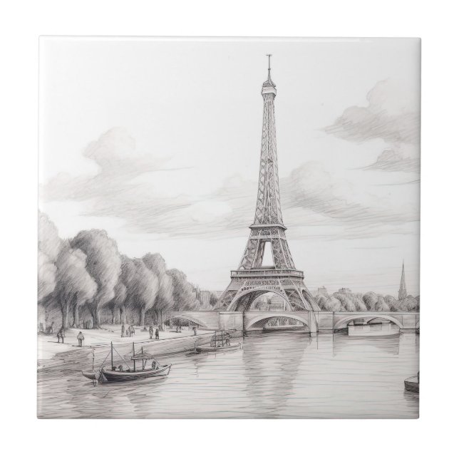 Nice Vintage Paris Frankrike Kakelplatta (Framsidan)