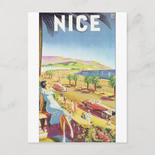 NICE Vintage resor Poster Vykort