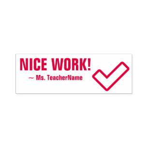 "NICE WORK!" + Anpassningsbar Tutor Namn Rubber Fr Självfärgande Stämpel