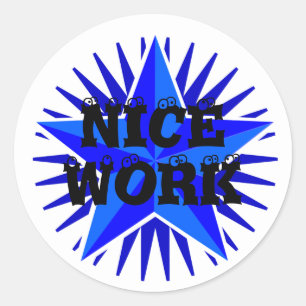 NICE WORKSTICKER RUNT KLISTERMÄRKE