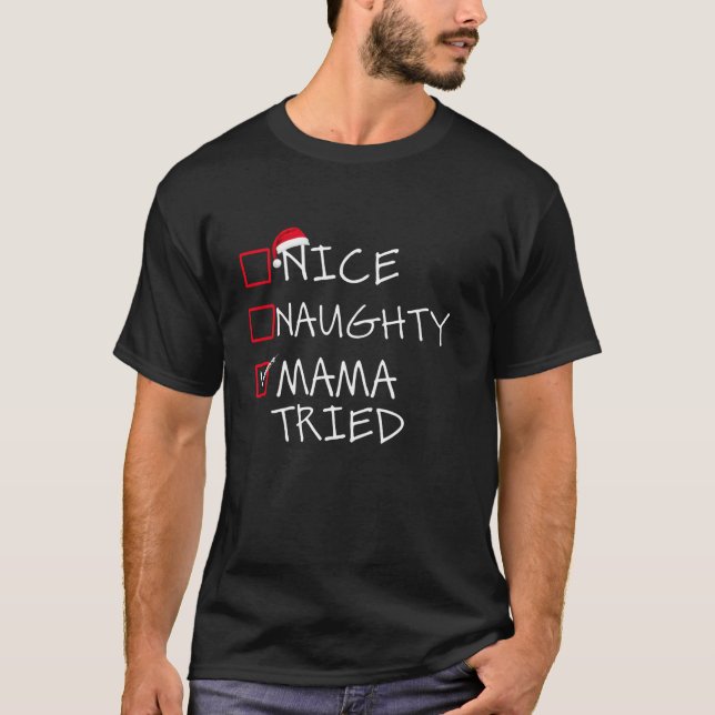 Nicefördraget Naughty Mamma - Julafton-gåvor på ju T Shirt (Framsida)