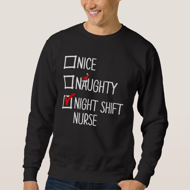 Nicefördraget Naughty Night Shift Nurse Shirt, Jul Lång Ärmad Tröja (Framsida)