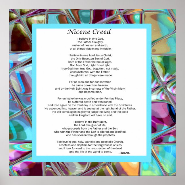 Nicene Creed Poster Christian Prayer Wall Art (Framsidan)