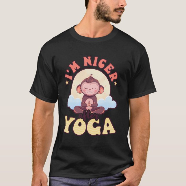 Nicer After Yoga Design Monkey Älskare T Shirt (Framsida)