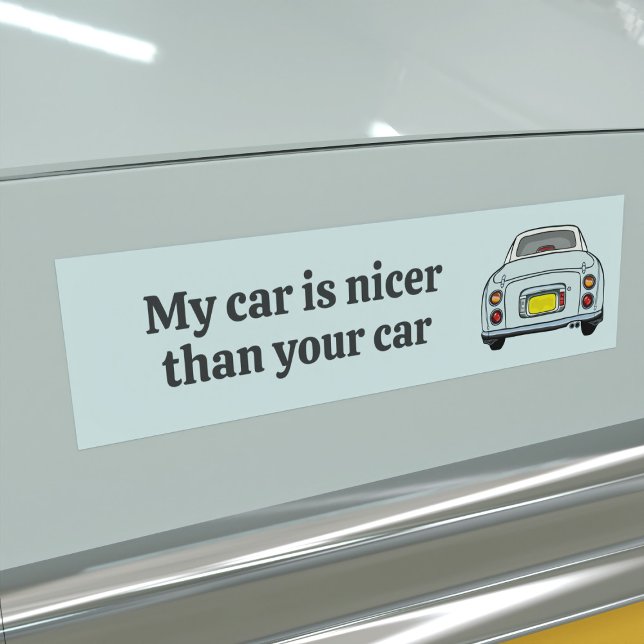 Nicer Bumper Sticker Bildekal (Is your pale aqua figaro car nicer than the rest? I bet it is. Here's your bumper sticker for proof)