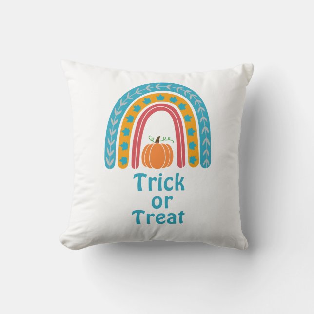 Niceregnbåge under Pumpkin Bus eller godis Kudde (Framsida)