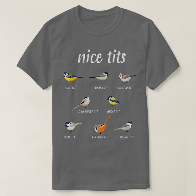 Nicetits lustiga fågel som tittar på gåva Birder M T Shirt (Design framsida)