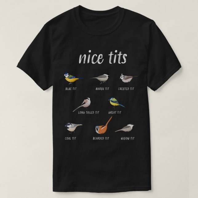 Nicetits lustiga fågel som tittar på gåva Birder M T Shirt (Design framsida)