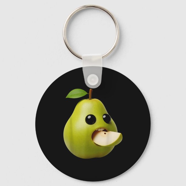 Niche Fruits Funny Pear Meme Brainrot Surreal  Nyckelring (Framsida)