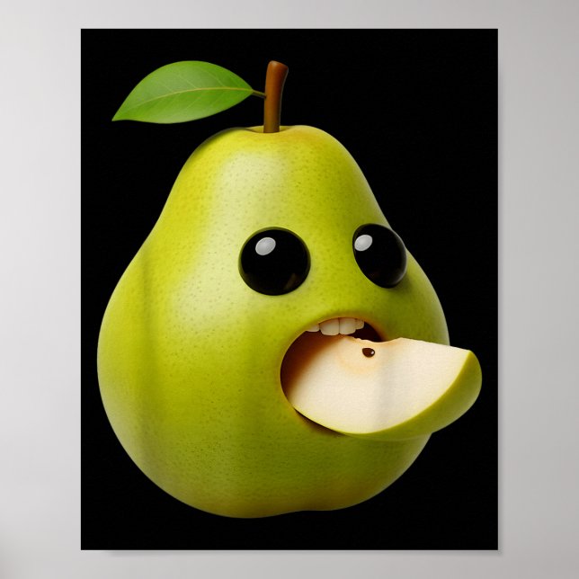 Niche Fruits Funny Pear Meme Brainrot Surreal  Poster (Framsidan)