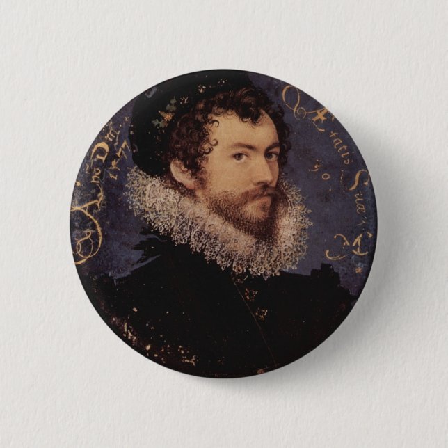 Nicholas Hilliard, självporträtt, 1577 Knapp (Framsida)