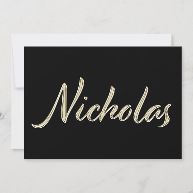 Nicholas Name white gold Handwriting Karte Kort (Framsida)