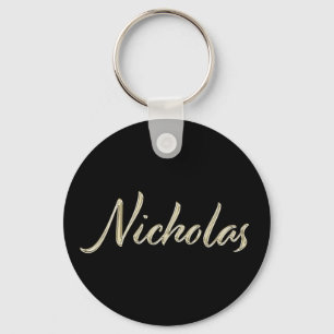 Nicholas Namn whitegold Button Schlüsselanhänger Nyckelring