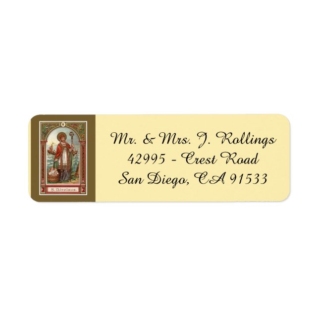 Nicholas of Myra Bishop Returadress Etikett (Framsidan)
