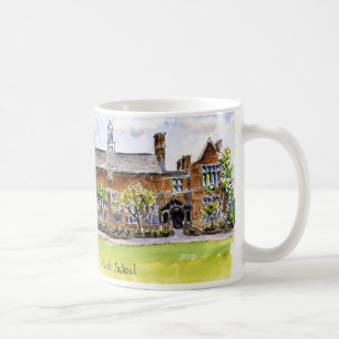 nichols Albright Hall med himmel, undertecknar Kaffemugg