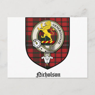 Nicholson Klan Vapensköld Badge Tartan Vykort