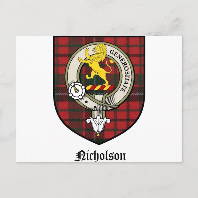 Nicholson Klan Vapensköld Badge Tartan Vykort (Framsida)