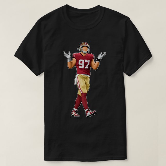 Nick Bosa 97 Reaktion T Shirt (Design framsida)