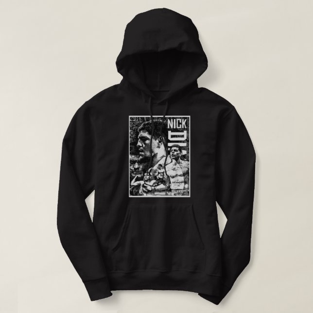 Nick Diaz Black and White Teckning Classic  Hoodie (Design framsida)