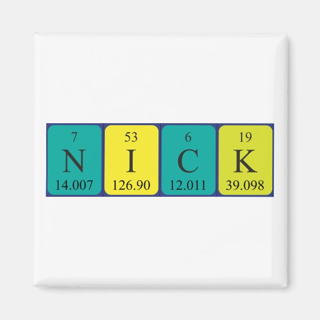 Nick periodiskt bord namn magnet (Framsidan)