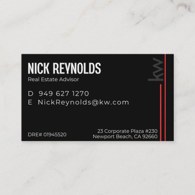 Nick Reynolds Visitkort (Framsida)