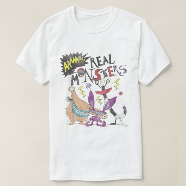 Nickelodeon Ahh Real Monsters Friends Group Shot T Shirt (Design framsida)